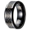 High Polished Black Ceramic Carbon Fiber Inlay Wedding Band Ring