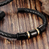 Men's Black Braided Leather Bracelet With Stainless Steel Clasp