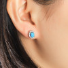 Rhodium Plated Sterling Silver Opal Zirconia Inlay Earrings