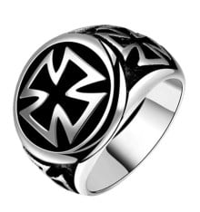 Men's Maltese Cross Stainless Steel Signet Ring