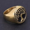 Men's Stainless Steel Tree of Life Gold Plated Signet Ring