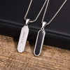 Pendentif personnalise collier homme femme couple barre resine noir acier personnaliser