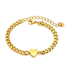 Stainless Steel Heart Chain gold plated plate ID Bracelet