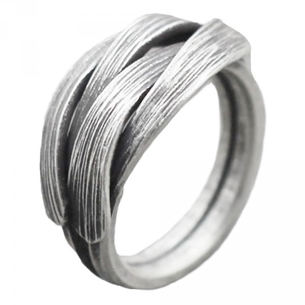 Women's Brushed Sterling Silver Leaf Open Ring