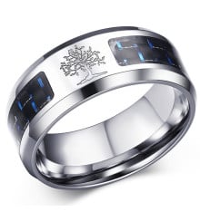 Personalized ring for men steel carbon fiber tree of life