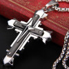 Pendentif homme croix acier noir argenté