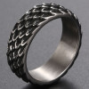 Men's ring with snake scale ring, oxidized finish