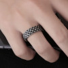 Men's ring with snake scale ring, oxidized finish