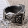 Bague chevaliere homme acier tete de mort faucille