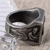 Knight's ring for men, steel skull and sickle