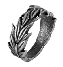 Men's ring with ear leaf ring, oxidized finish