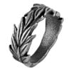 Men's ring with ear leaf ring, oxidized finish