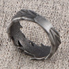 Men's ring with ear leaf ring, oxidized finish