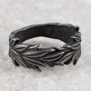 Men's ring with ear leaf ring, oxidized finish