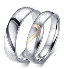 Stainless Steel couple ring heart customizable engraving