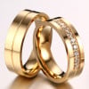 Stainless Steel couple ring gold plate zirconium customizable engraving