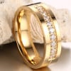 Stainless Steel couple ring gold plate zirconium customizable engraving