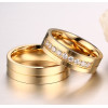 Stainless Steel couple ring gold plate zirconium customizable engraving