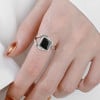 Knight silver black resin Open ring