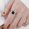 Offener Ring Ritter Silber schwarz Harz