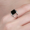 Knight silver black resin Open ring