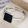 Offener Ring Ritter Silber schwarz Harz