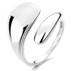 Polished teardrop silver open ring