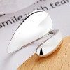 Polished teardrop silver open ring