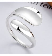 Polished teardrop silver open ring