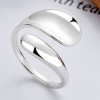 Polished teardrop silver open ring