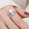 Polished teardrop silver open ring