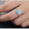 Rhodium Plated Sterling Silver Opal ZIrconia Inlay Ring