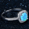 Women's Sterling Silver Opal ZIrconia Inlay Ring