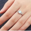 Sterling Silver Opal Stone Cubic Zirconia Inlay Ring