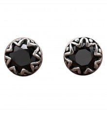 Men's Sterling Silver Black Onyx Stone Earrings