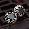 Boucles d'oreilles clous argent homme femme onyx noir