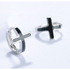 Boucles d'oreilles homme argent croix de malte resine noire