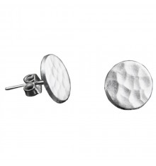 Sterling Silver round stud earrings with hammered finish