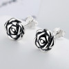 Pendientes de plata 925 con flor rosa.