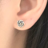 Oxidized Sterling Silver Flower Earrings