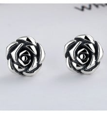 925 silver stud earrings with rose flower