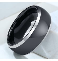 Personalized men's ring dome tungsten alliance ring