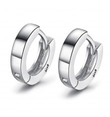 Silver rhodium plate hoop earrings for men and women