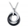 Collar Colgante doble aro Cerámica acero negro