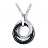 Pendant Necklace double ring Ceramic black steel