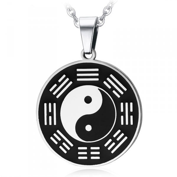 Pendentif homme tai-chi yin yang harmonie acier