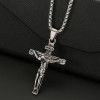 Men's Christ Cross Crucifix Stainless Steel Pendant Necklace