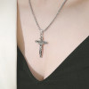 Men's Christ Cross Crucifix Stainless Steel Pendant Necklace