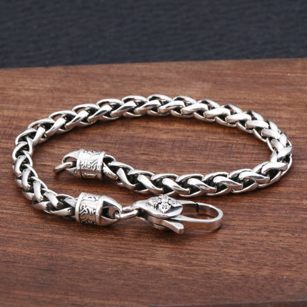 Men's Sterling silver Biker Braided Chain Bracelet