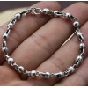 Pulsera de plata para hombre y mujer, cadena de calavera y tibias cruzadas.